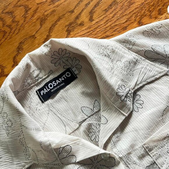 Palosanto Paloma Women's Cream and White Blouse Button Up Shirt Vintage Linen - Picture 3 of 3